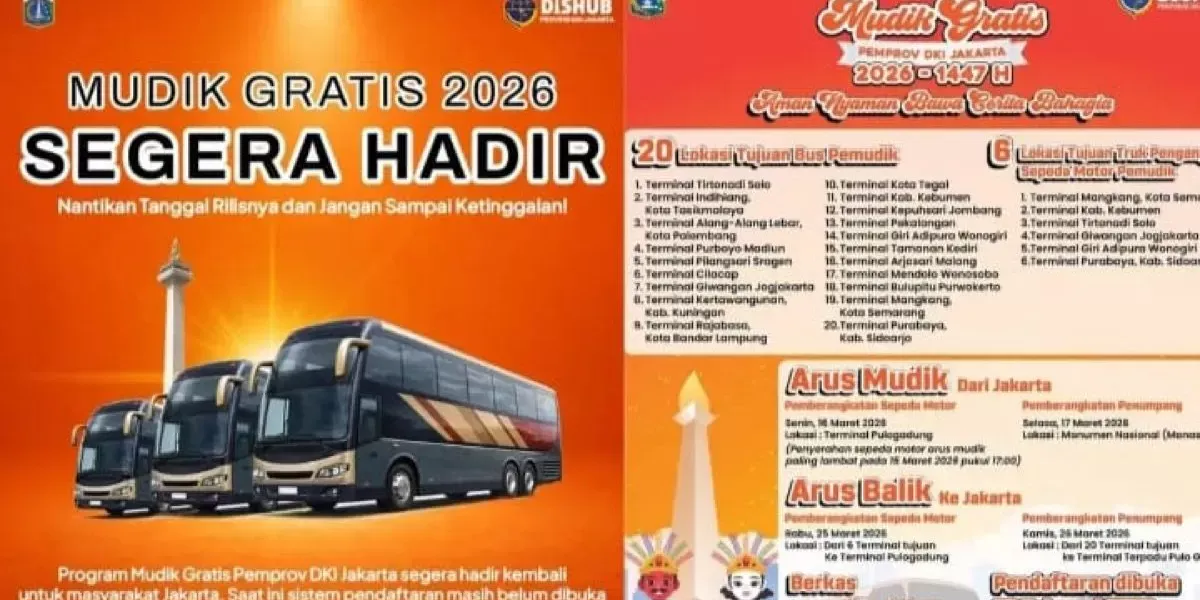 Link dan Cara Daftar Mudik Gratis Pemprov DKI Jakarta 2026, Cek Jadwal 20 Kota Tujuan Link dan Cara Daftar Mudik Gratis Pemprov DKI Jakarta 2026, Cek Jadwal 20 Kota Tujuan